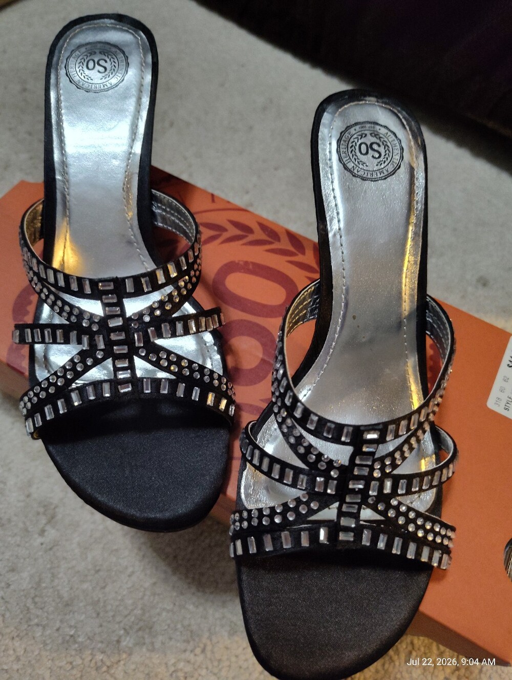 Ami Black Crystal-Embellished Strappy Slide Heels